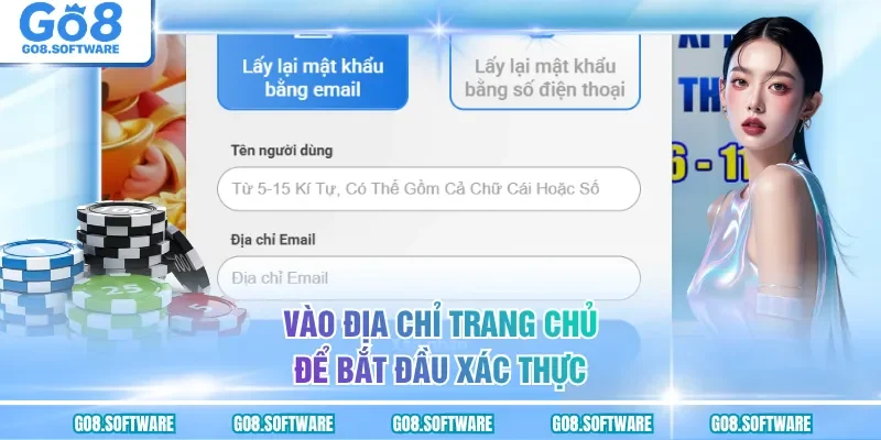Vào địa chỉ trang chủ để bắt đầu xác thực